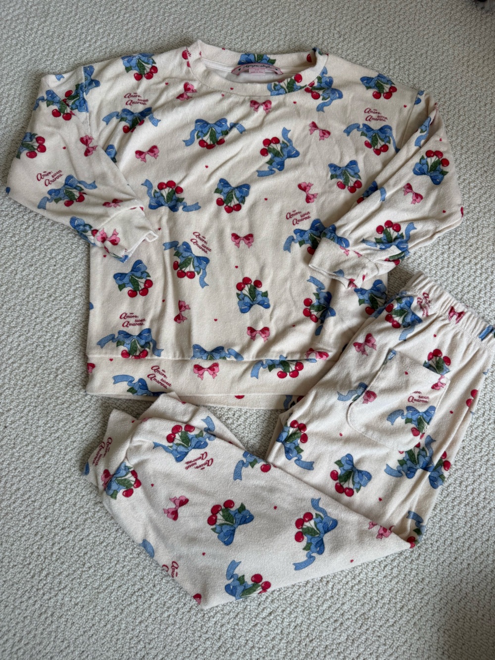 Konges Cherry Bows Terry Set, 5-6Y